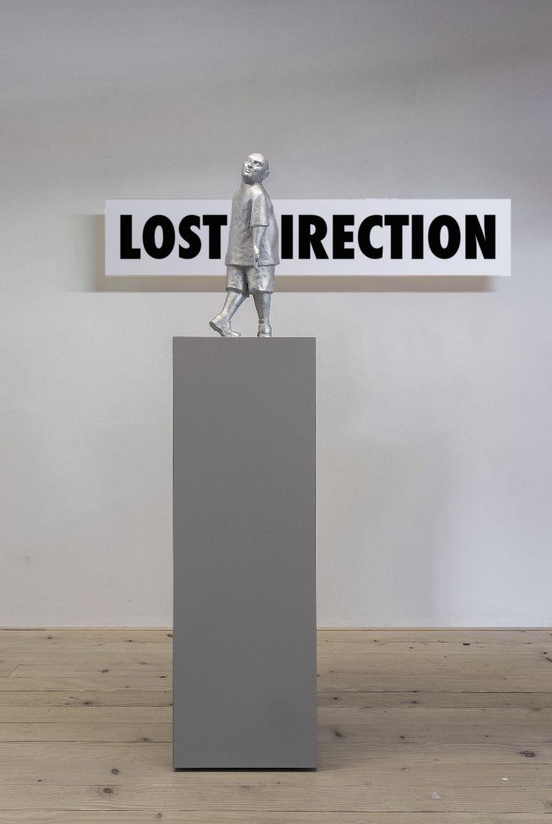 Urs Lüthi, Lost direction II, 2014, Aluminium, wood, 167x38x38cm